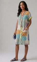 Fenella | V-Neck Short Sleeve Knee-Length Dress