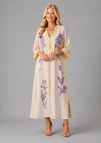 Aurelia | V-Neck Half Sleeve Striped Floral Maxi Dress