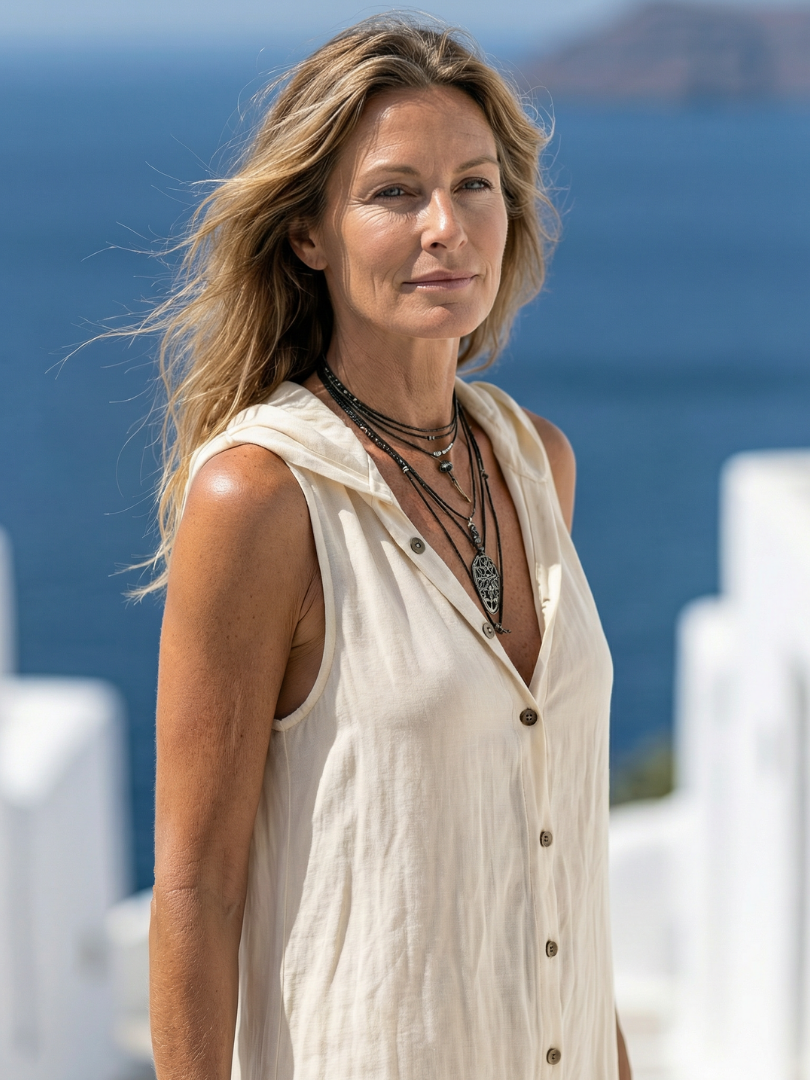 Marune | Sleeveless Maxi Dress with Button Placket and Hood