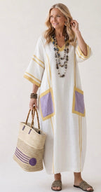 Zafira | V-Neck Short Sleeve Pockets Maxi Dress