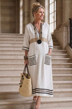 Noemi | V-Neck Half Sleeve Pocket Maxi Dress