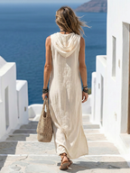 Marune | Sleeveless Maxi Dress with Button Placket and Hood