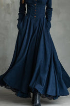 Maxi dress with shirt collar