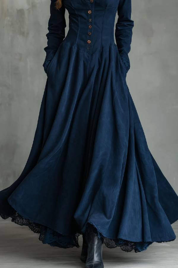 Maxi dress with shirt collar