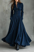 Maxi dress with shirt collar