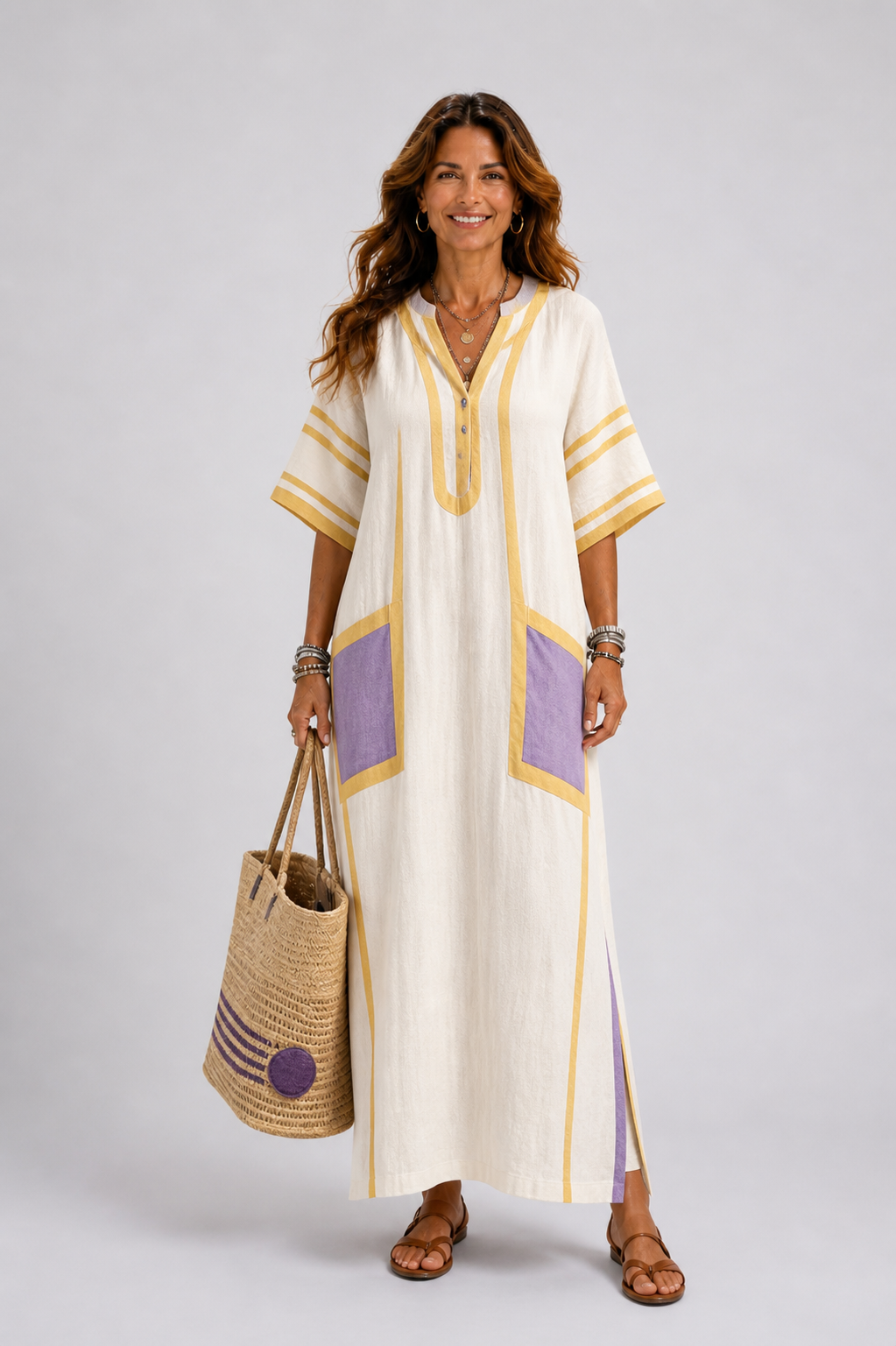 Zafira | V-Neck Short Sleeve Pockets Maxi Dress