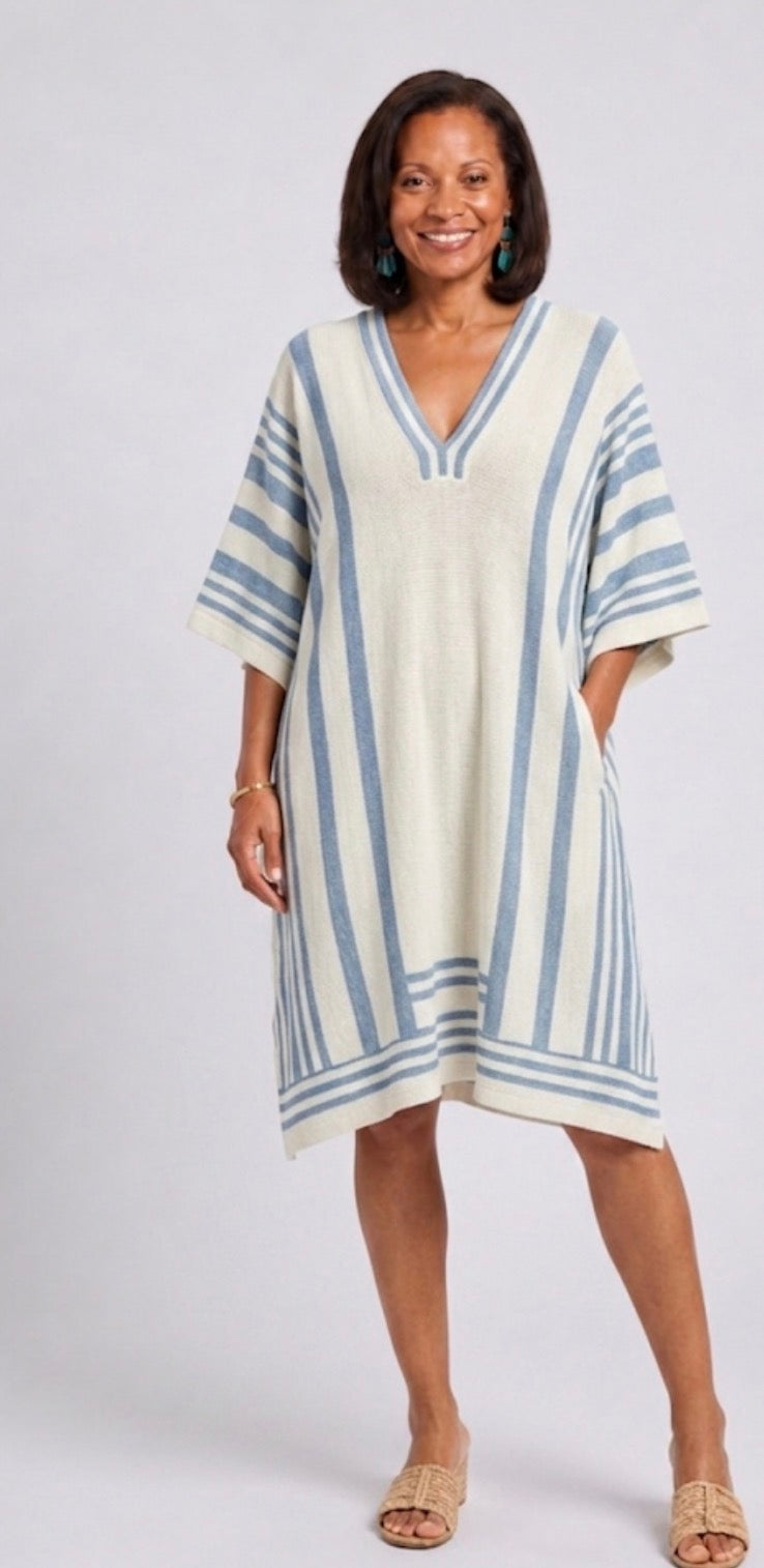 Serenella | V-Neck Dress with Wide Sleeves, Knee-Length