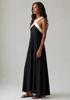 Adair | Midi dress with contrast straps and criss-cross neckline