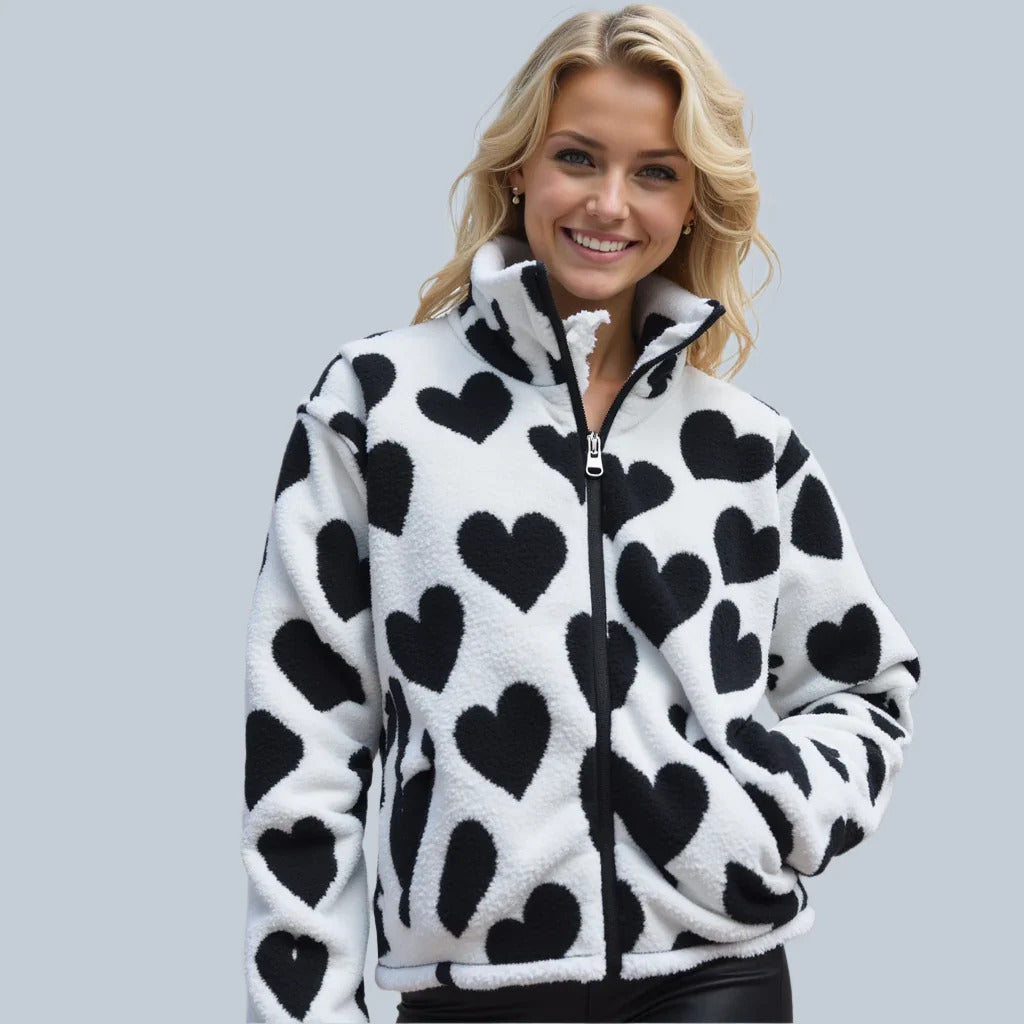 Reversible jacket with hearts