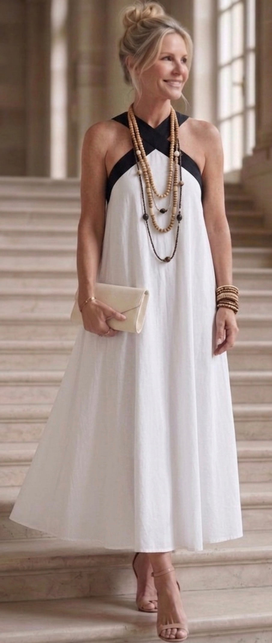 Adair | Midi dress with contrast straps and criss-cross neckline