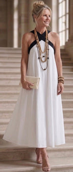 Adair | Midi dress with contrast straps and criss-cross neckline