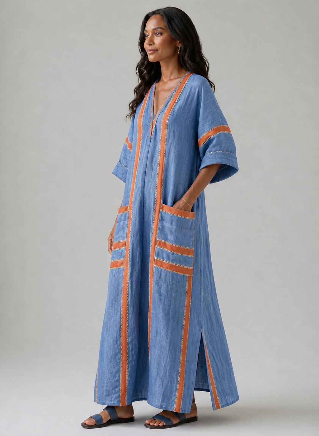 Avenor | Soft Textured V-Neck Midi Dress