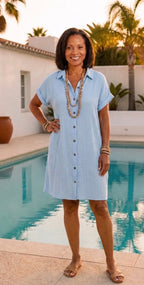 Briseis | Knee-Length Short-Sleeved Collared Dress