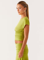 Ruched satin maxi dress