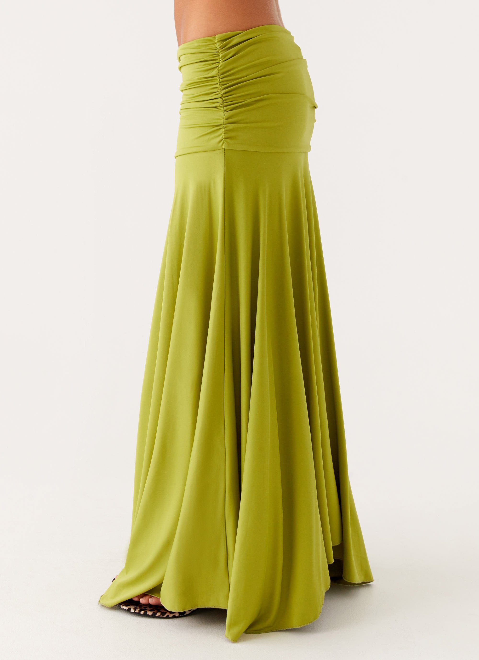 Ruched satin maxi dress