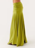 Ruched satin maxi dress