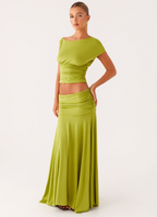 Ruched satin maxi dress