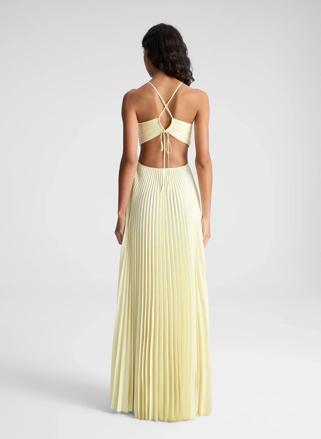 Pleated Satin Dress with Tie Belt
