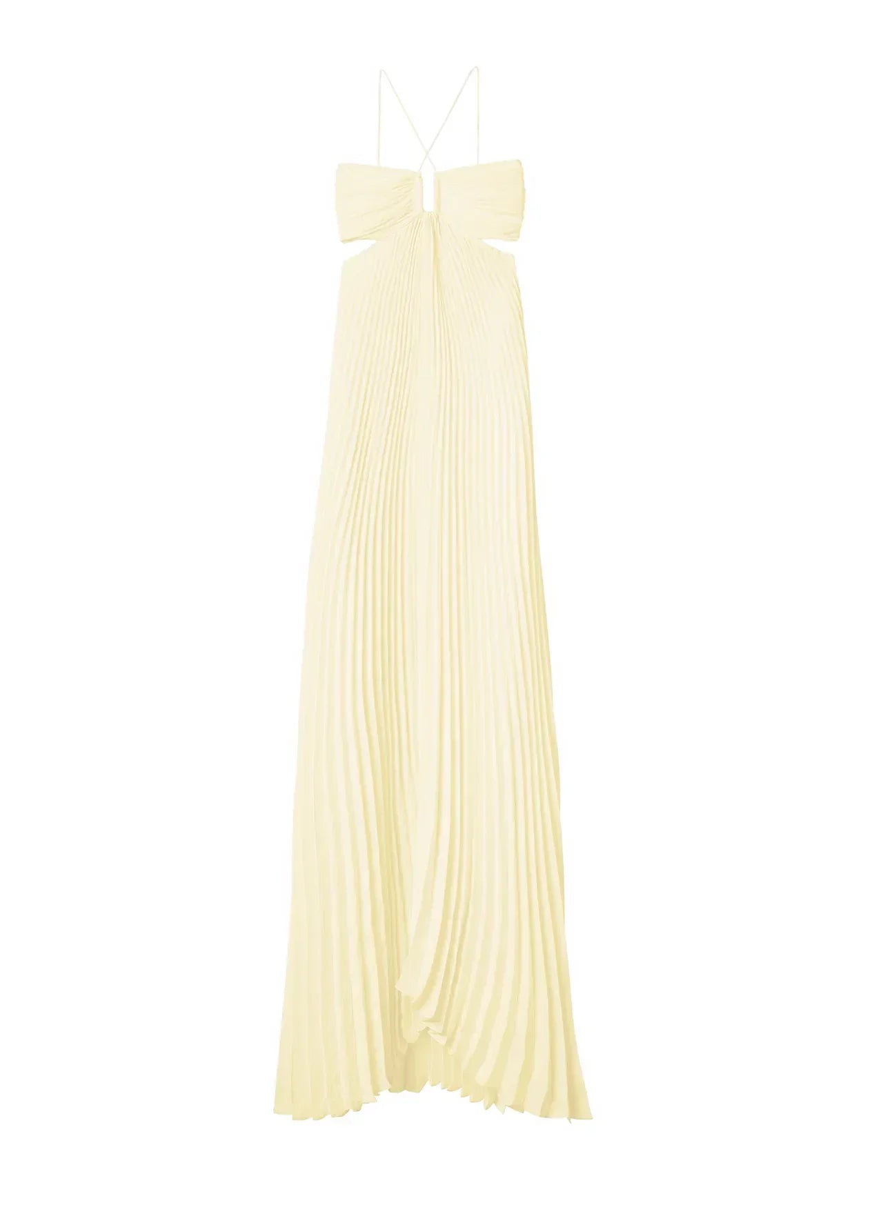 Pleated Satin Dress with Tie Belt