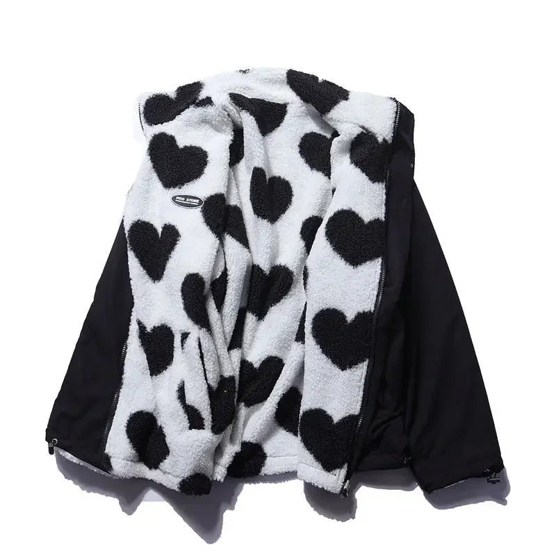 Reversible jacket with hearts