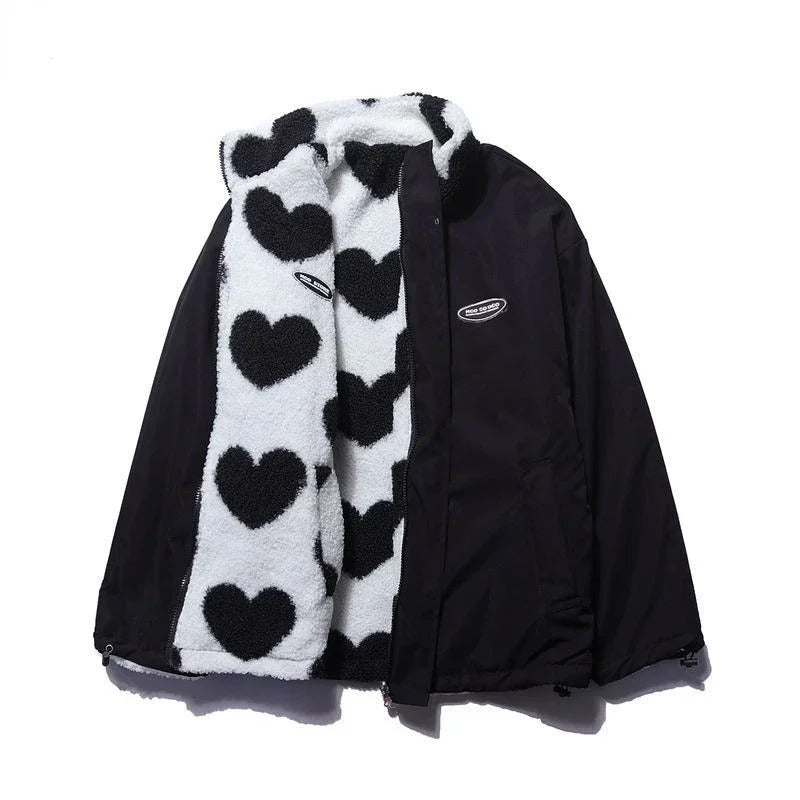 Reversible jacket with hearts