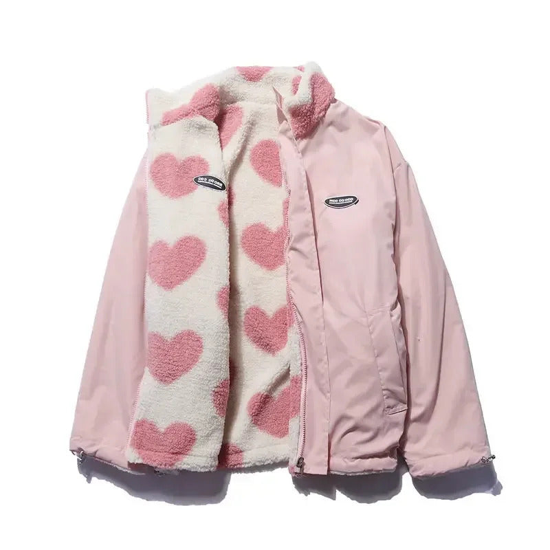 Reversible jacket with hearts
