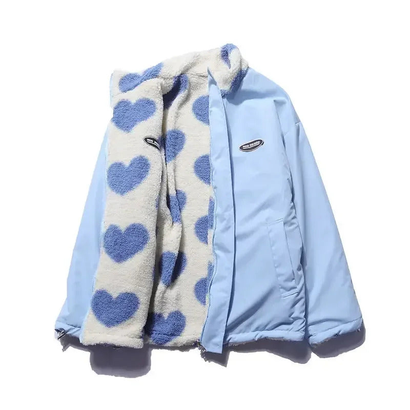 Reversible jacket with hearts