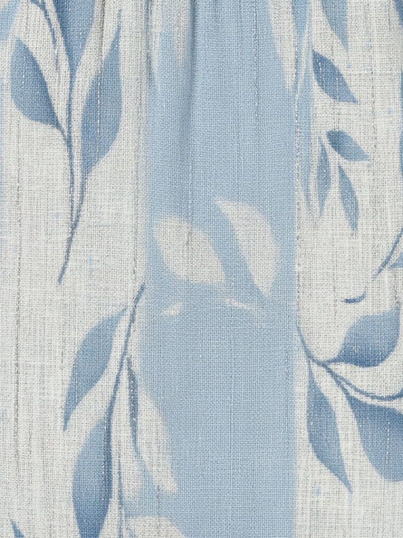 Solene | Sleeveless Midi Dress with Blue Leaf Print