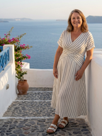 Cressida | V-neck Short Sleeve Dress with Crossover Waist Midi