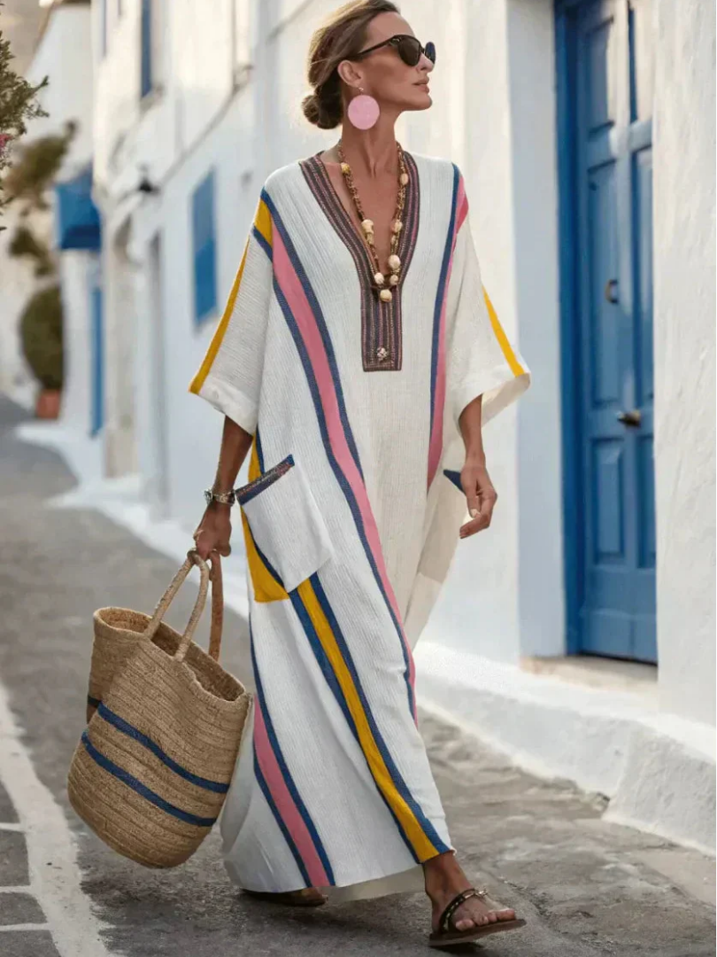 Noemi | V-Neck Half Sleeve Pocket Maxi Dress