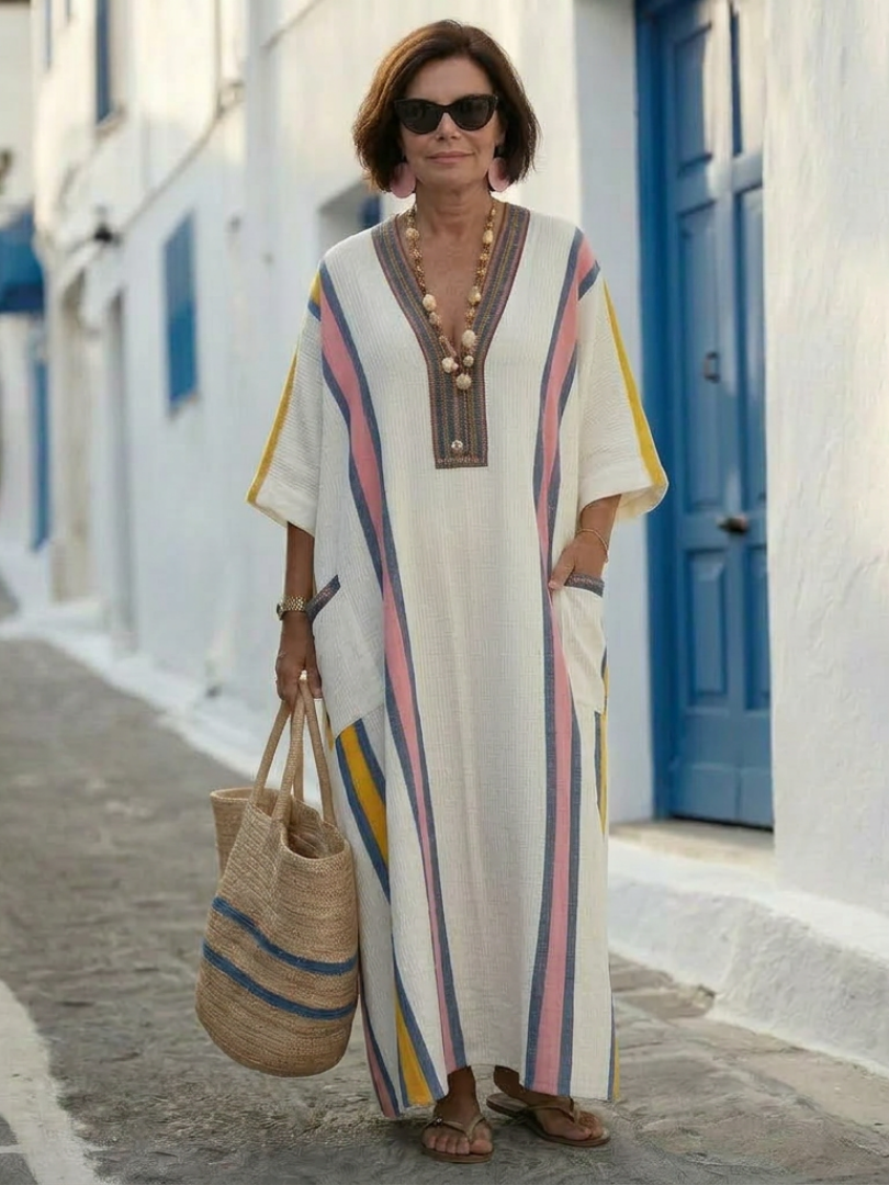 Noemi | V-Neck Half Sleeve Pocket Maxi Dress