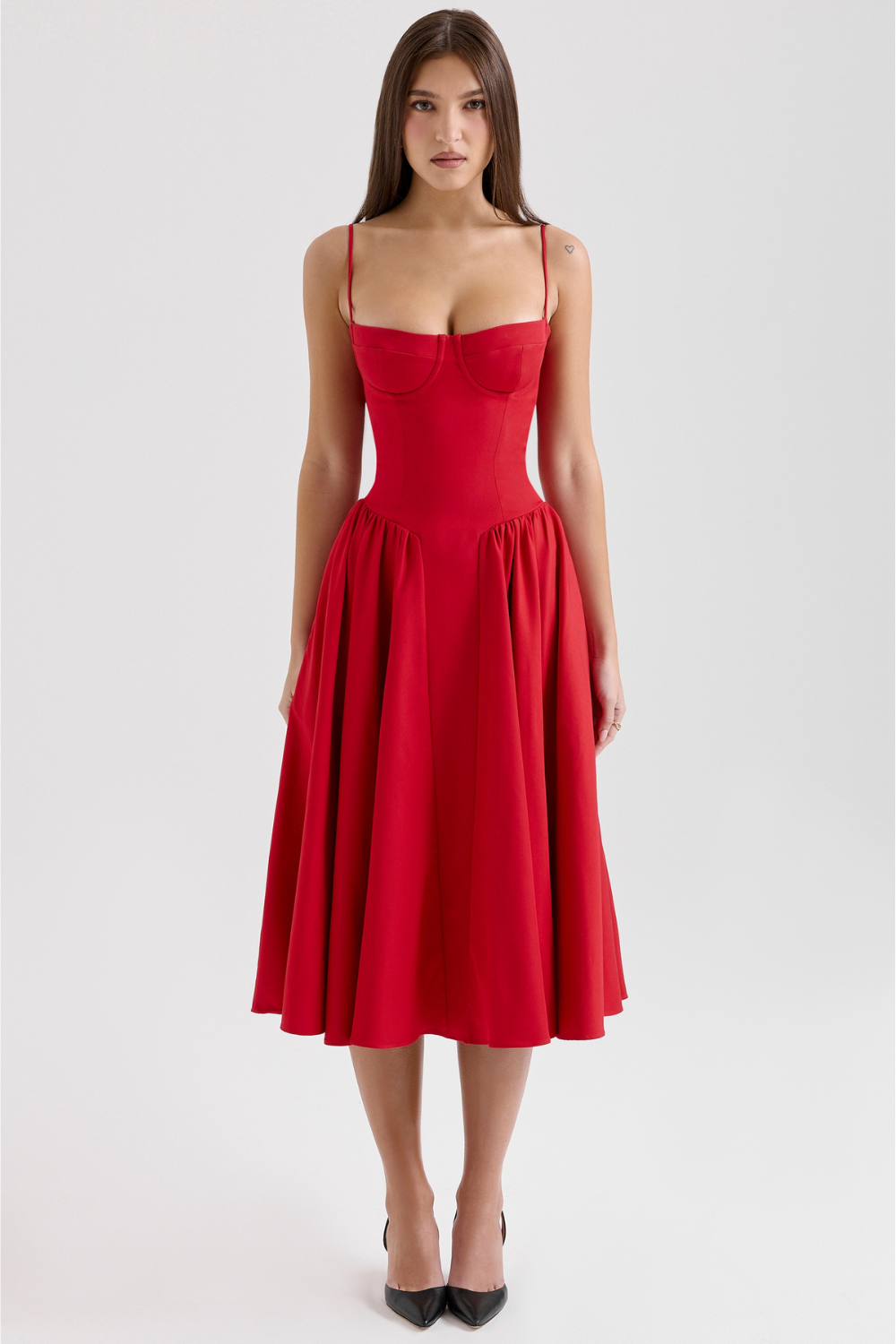 Gathered Satin Maxi Dress