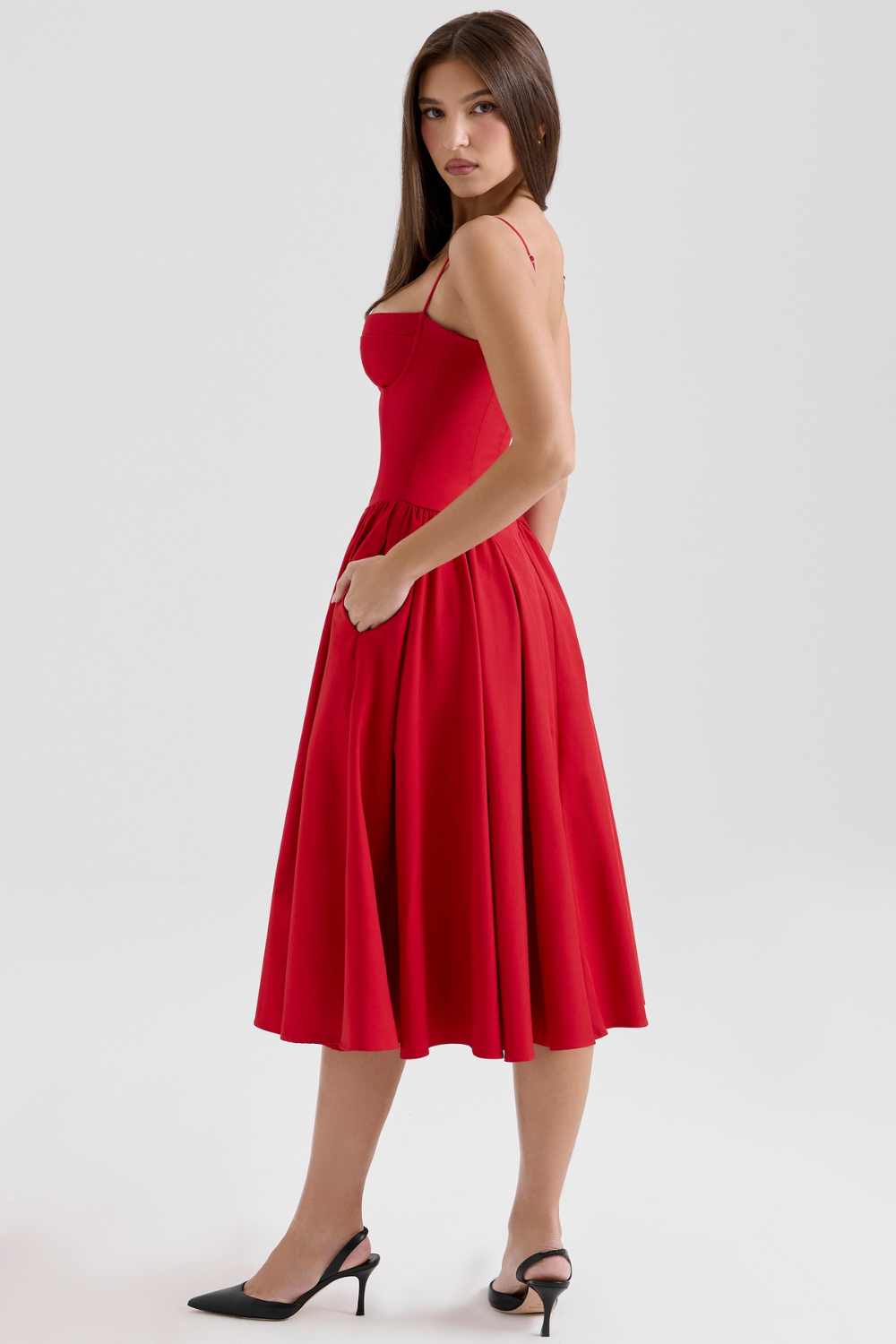 Gathered Satin Maxi Dress