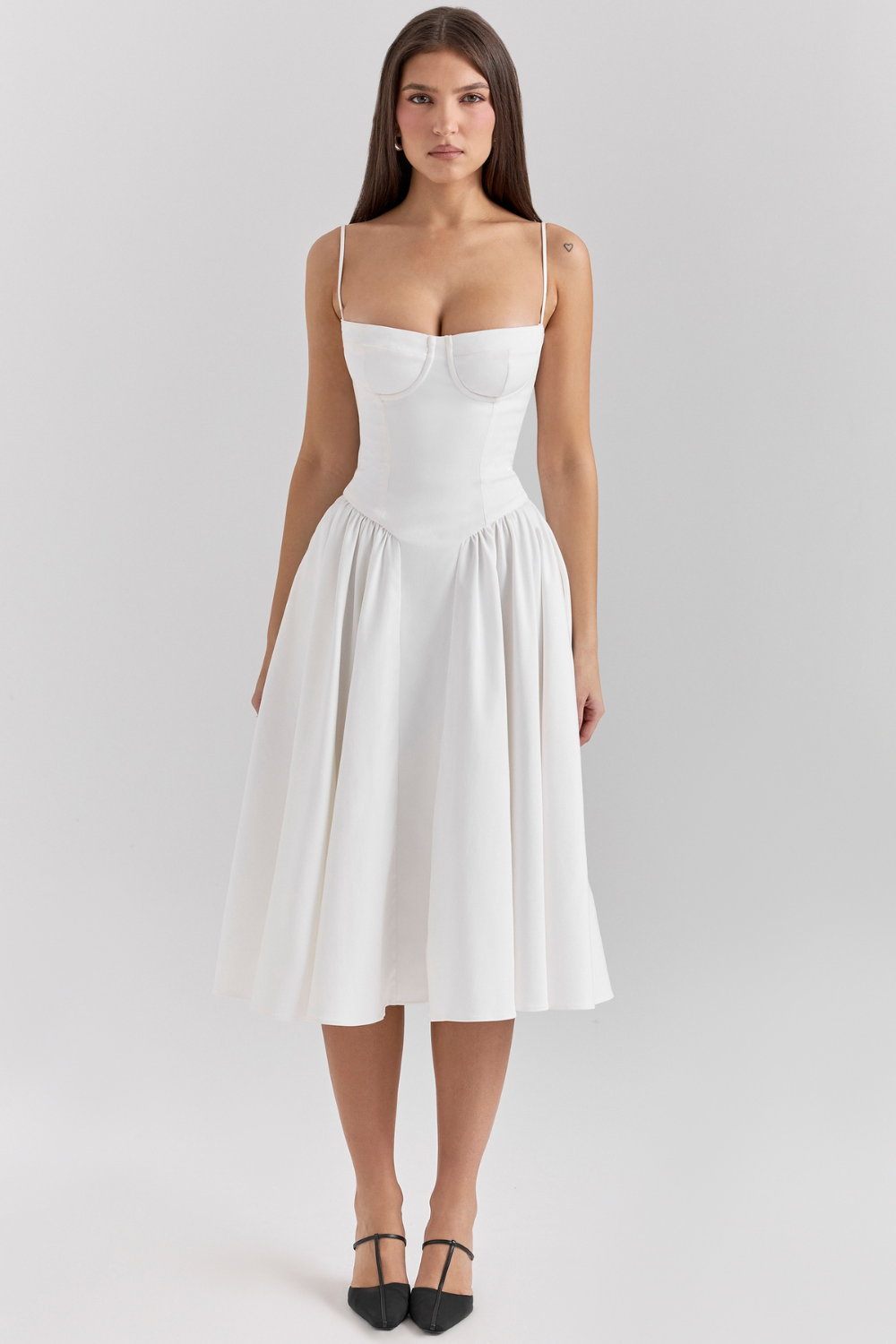 Gathered Satin Maxi Dress