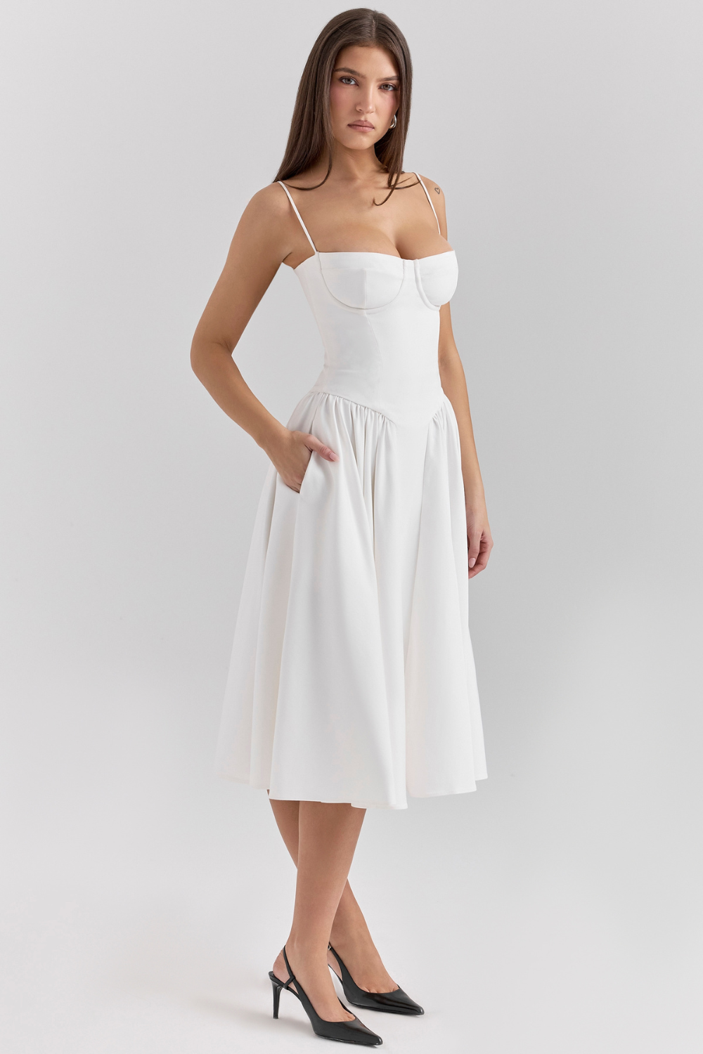 Gathered Satin Maxi Dress