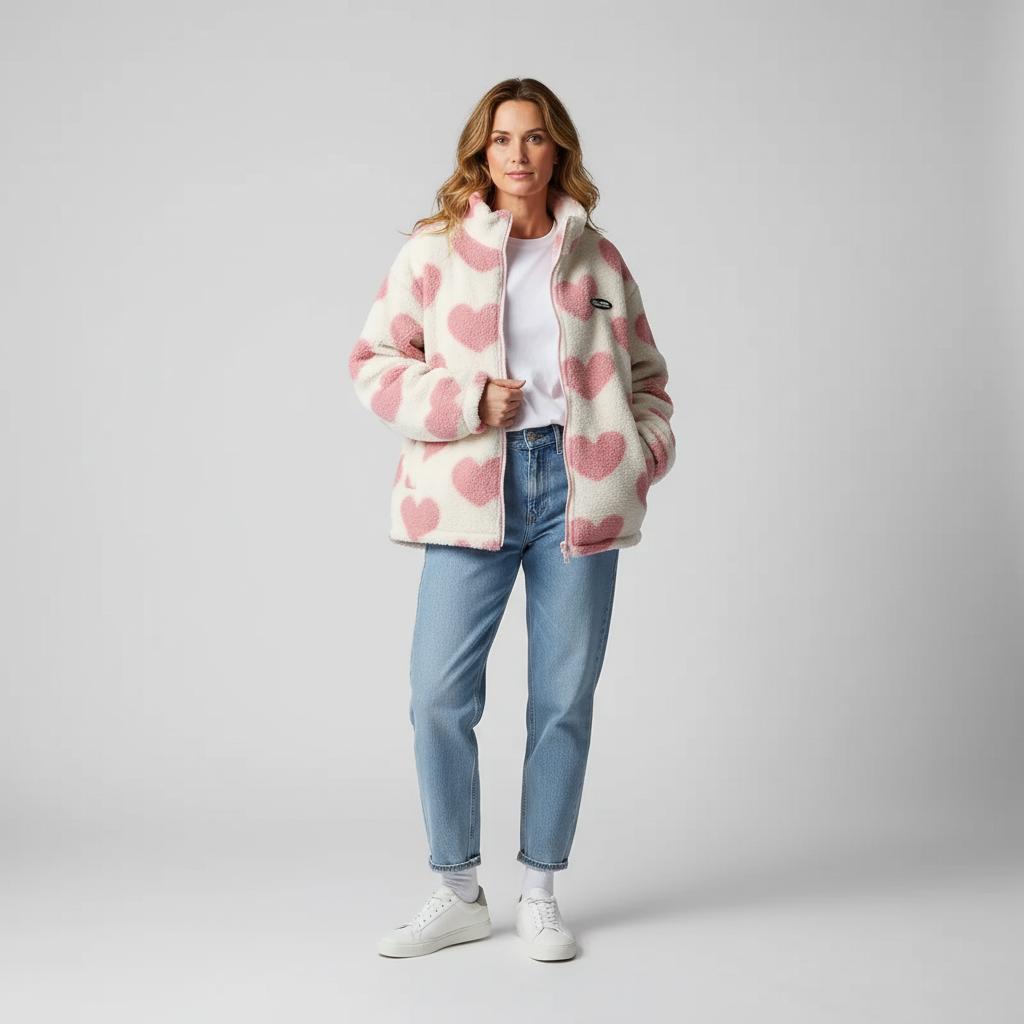 Reversible jacket with hearts