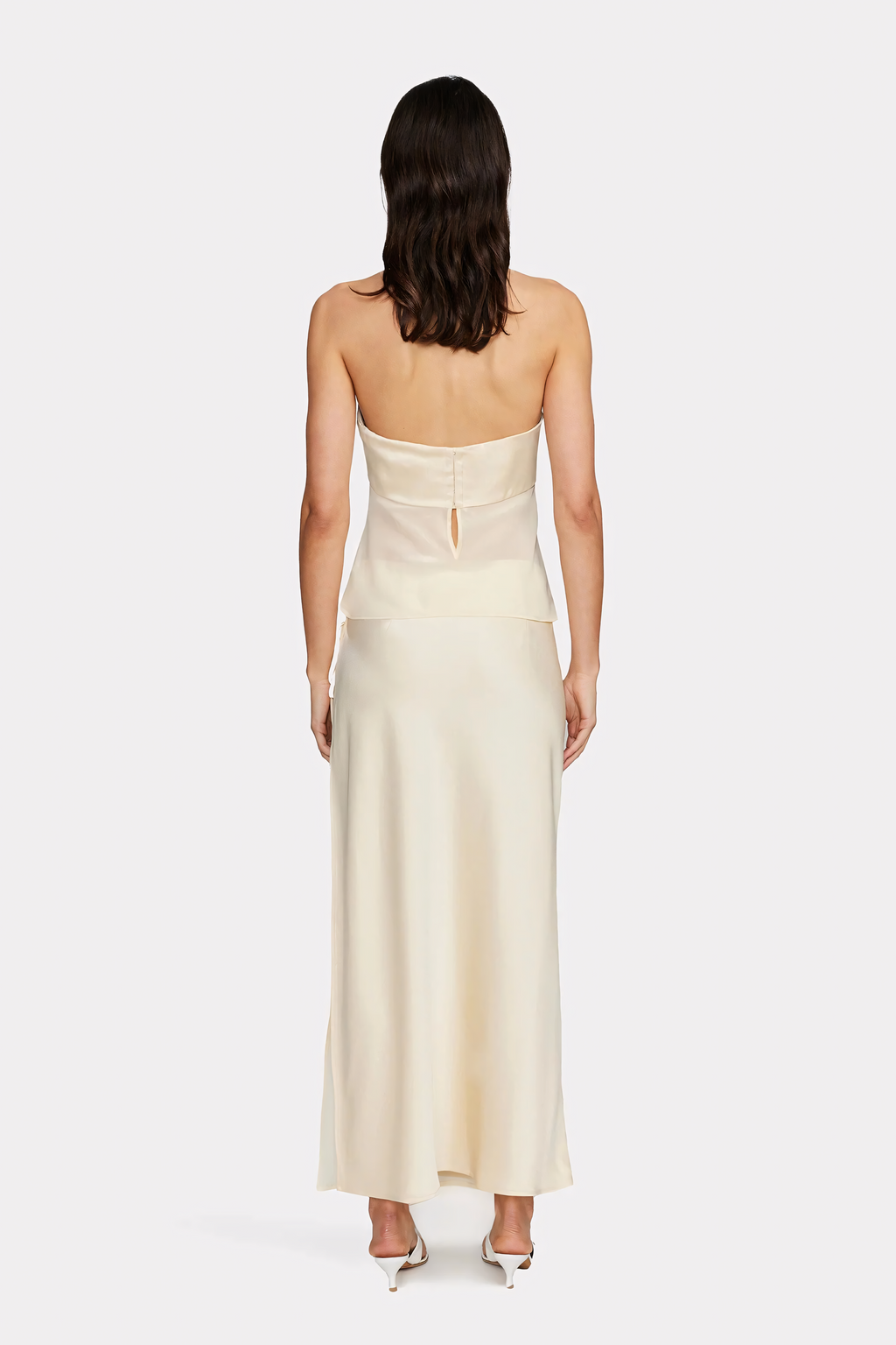 Strapless dress with sheer draping