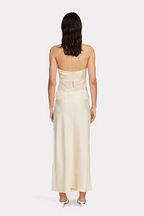 Strapless dress with sheer draping