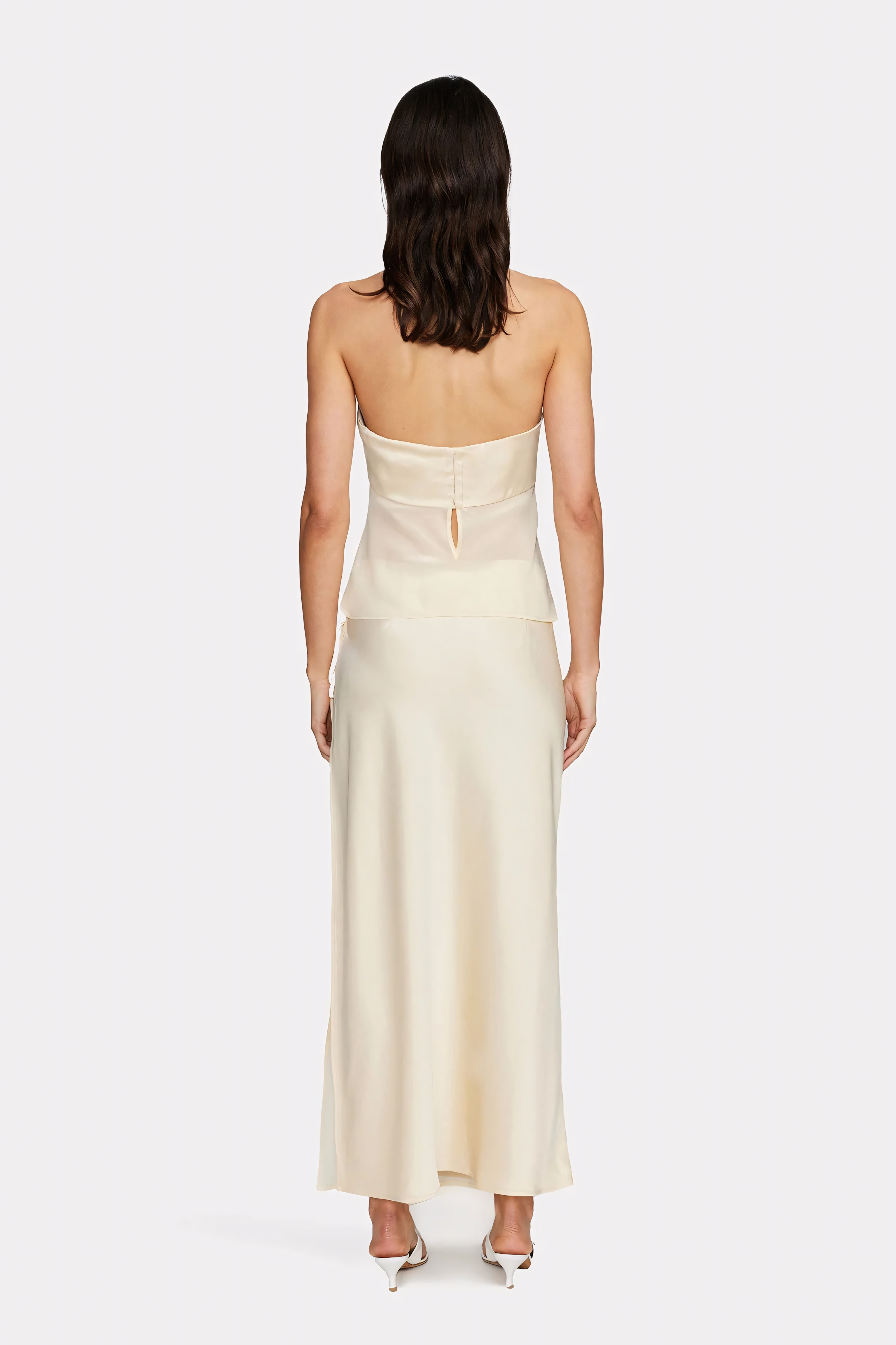 Strapless dress with sheer draping
