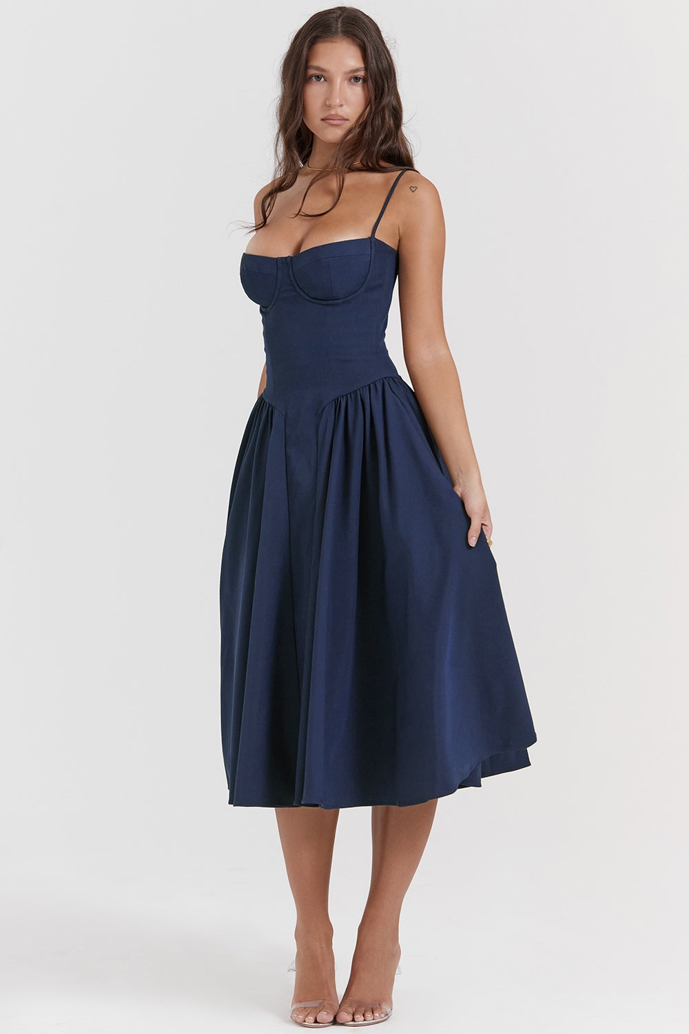 Gathered Satin Maxi Dress