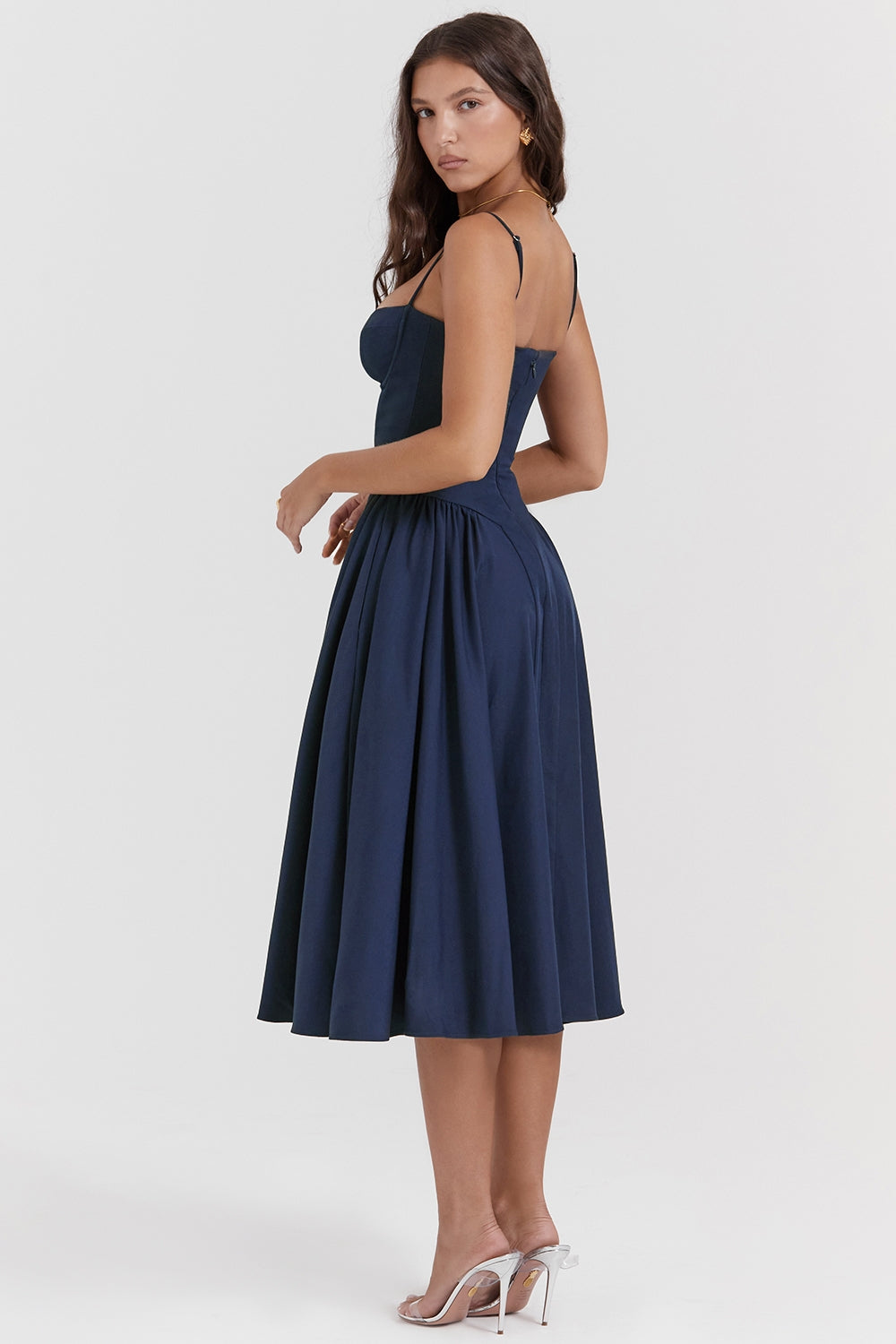 Gathered Satin Maxi Dress