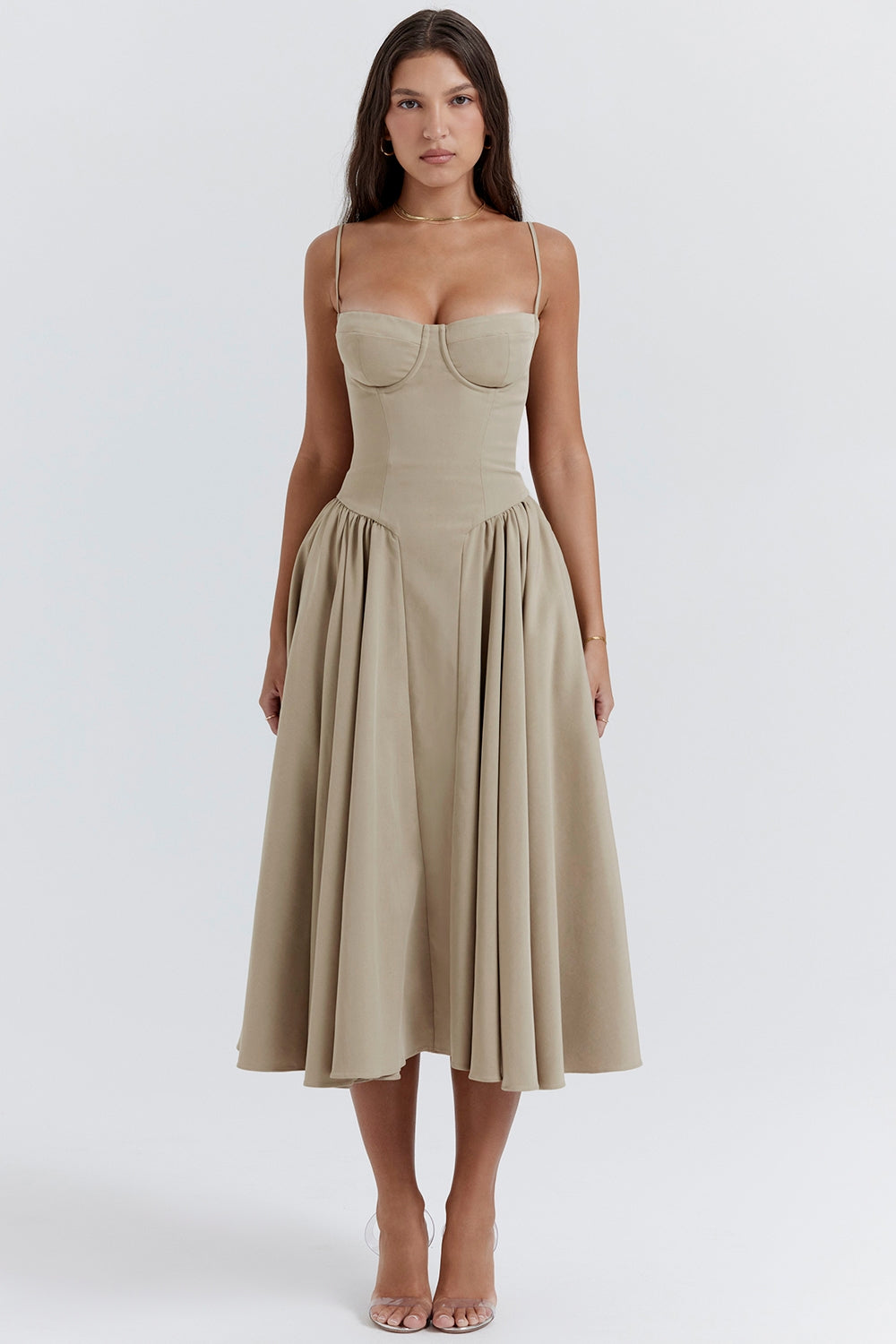 Gathered Satin Maxi Dress