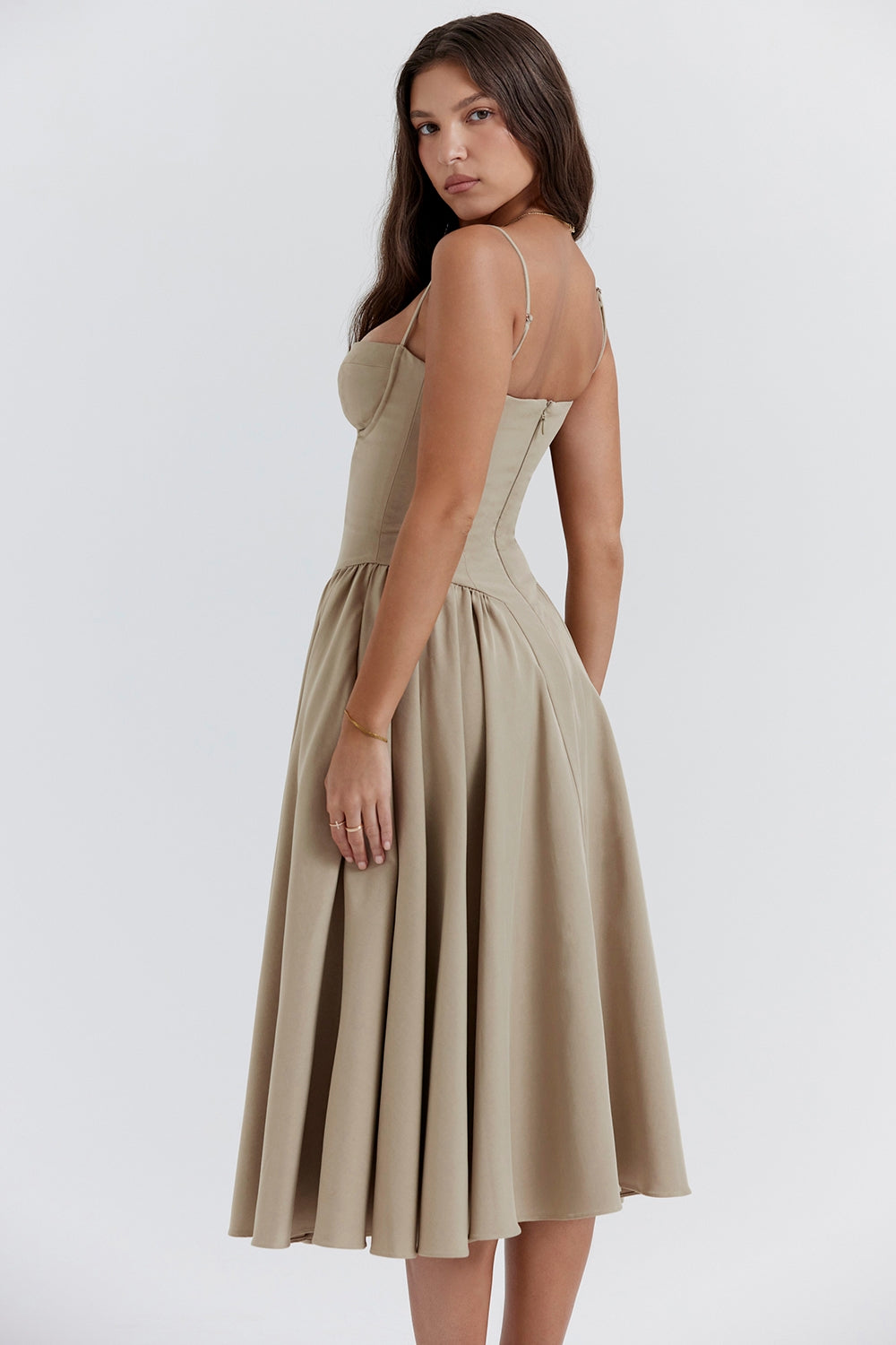 Gathered Satin Maxi Dress