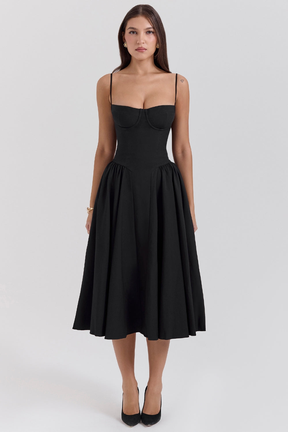 Gathered Satin Maxi Dress