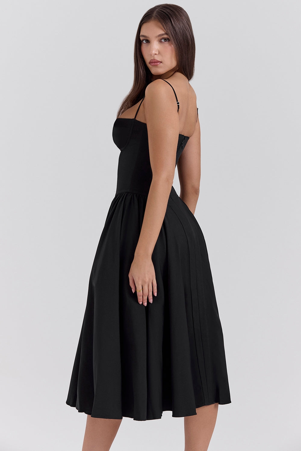 Gathered Satin Maxi Dress