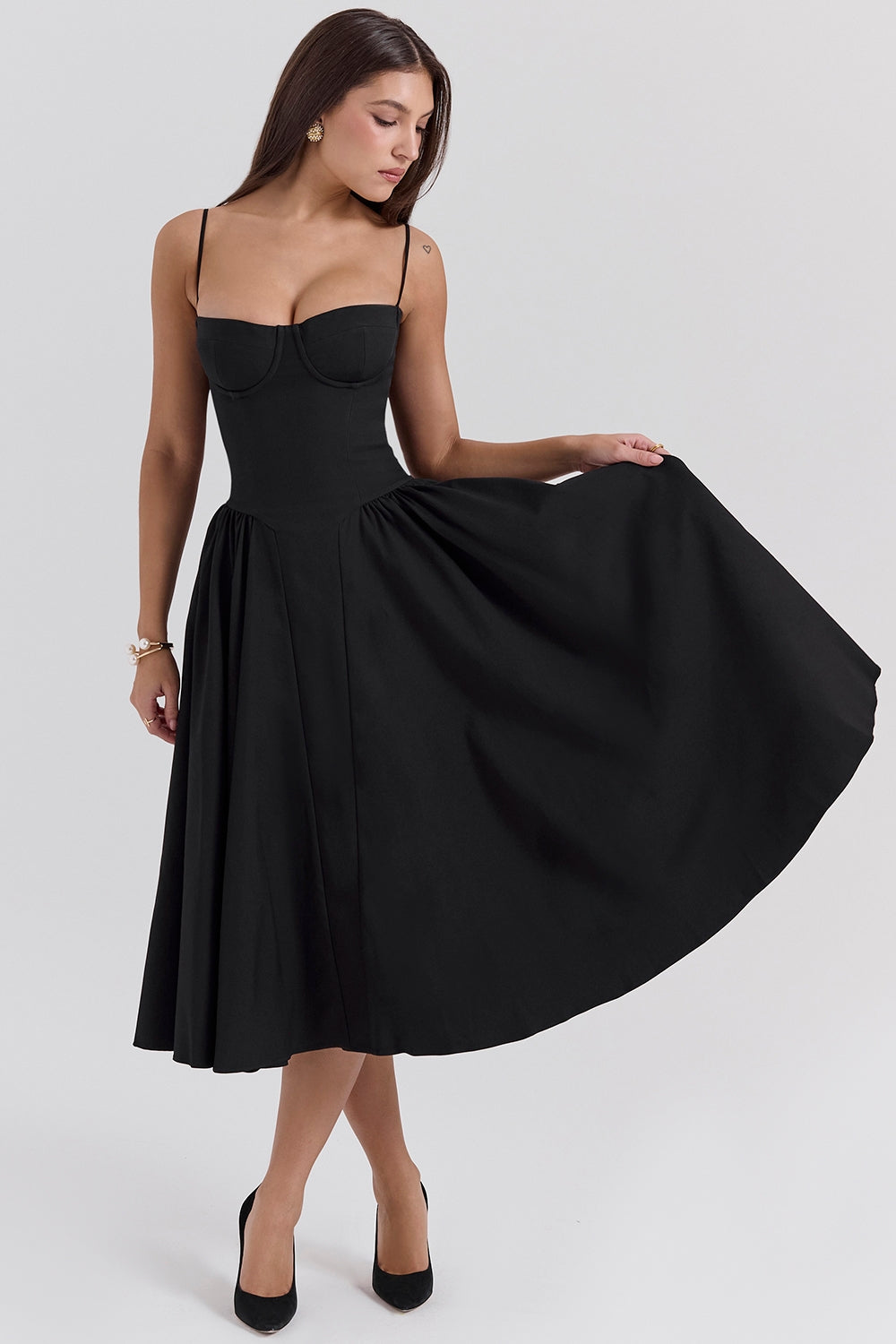 Gathered Satin Maxi Dress
