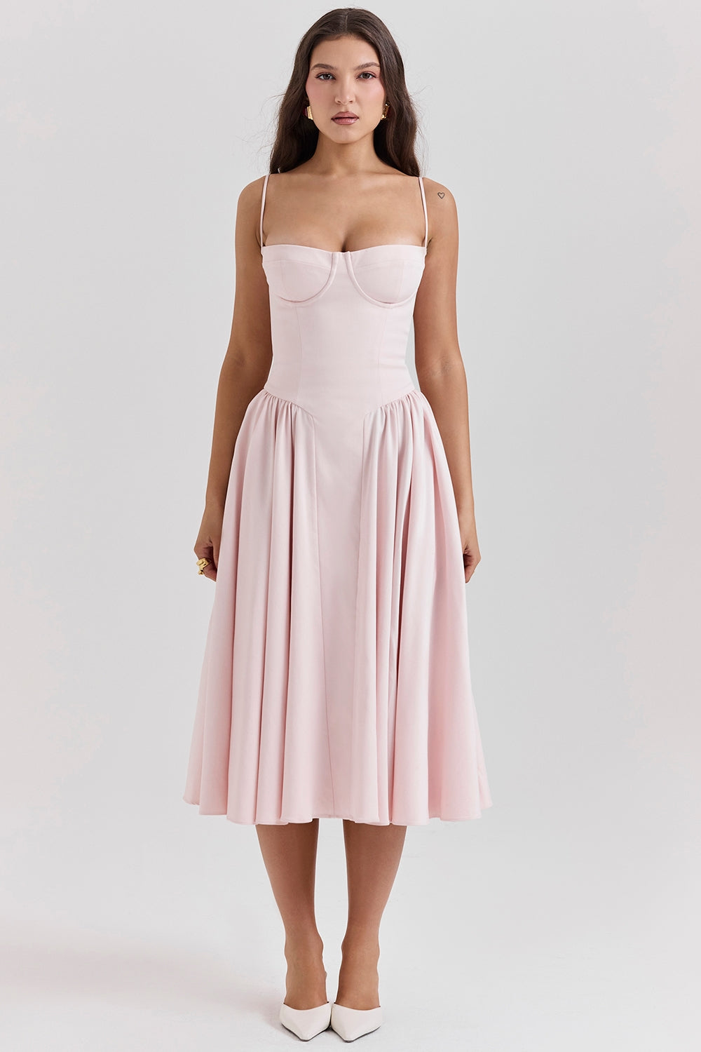 Gathered Satin Maxi Dress