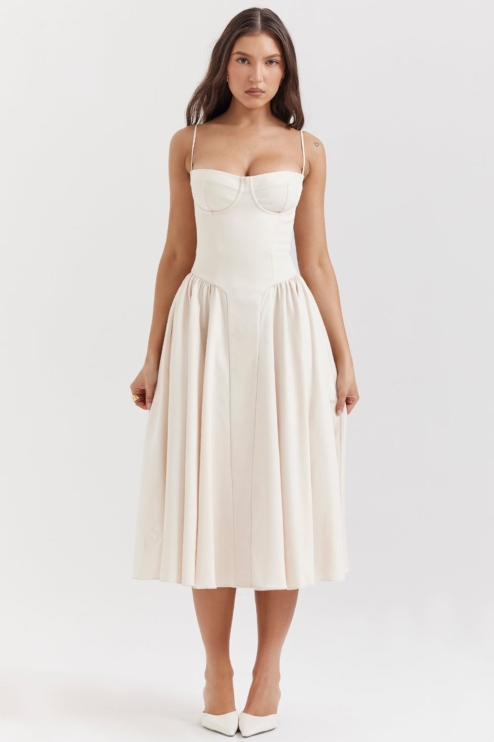 Gathered Satin Maxi Dress