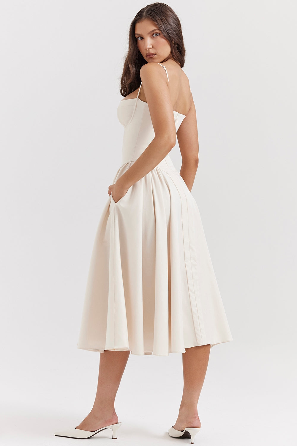 Gathered Satin Maxi Dress