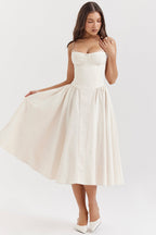Gathered Satin Maxi Dress